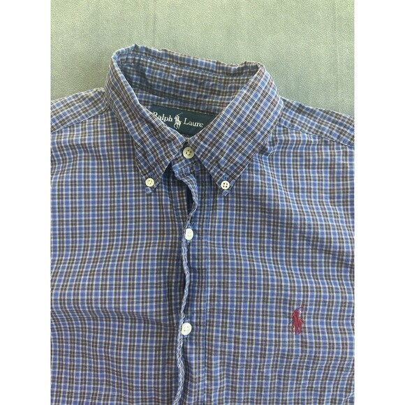 Ralph Lauren Classic Shirt Men's Medium Black Blue Check Long Sleeve Button Up - Picture 3 of 6